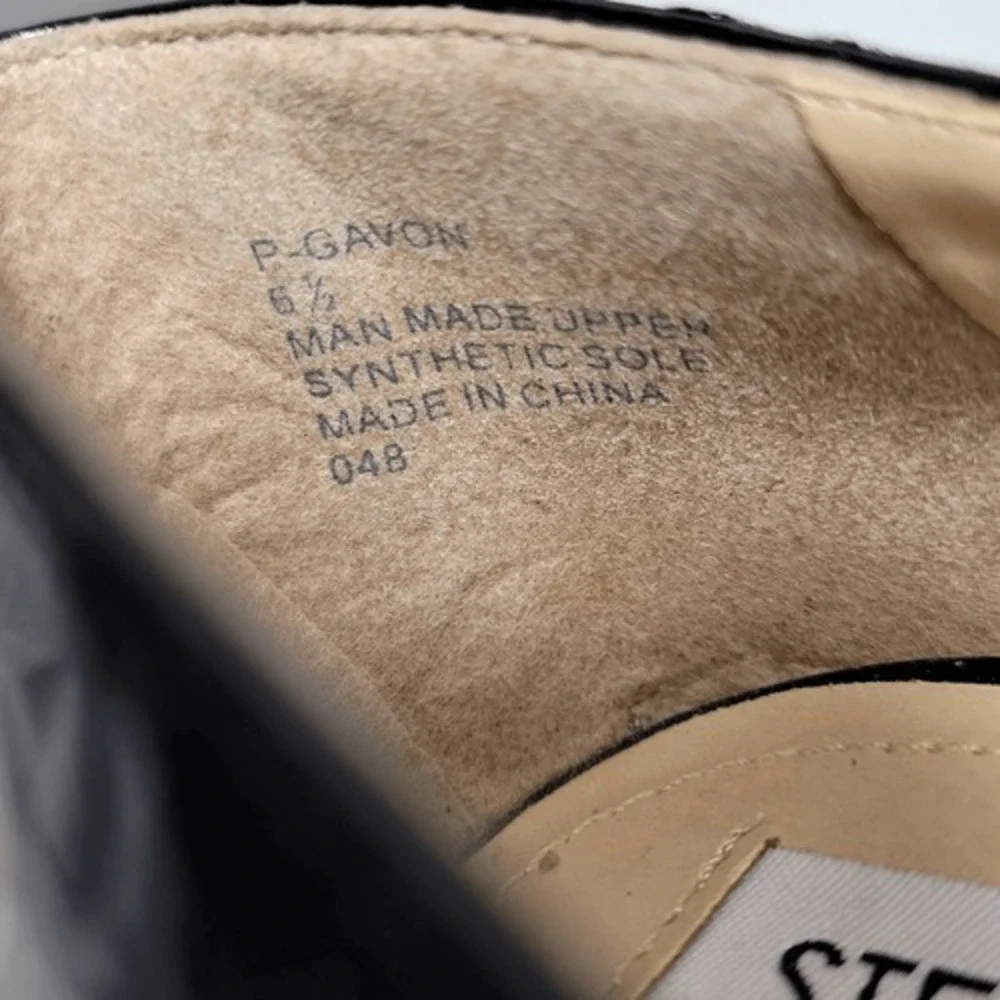 Steve Madden Unique Platform Chunky Heels 6.5 Wedge‎ Black Patent Leather Ikat